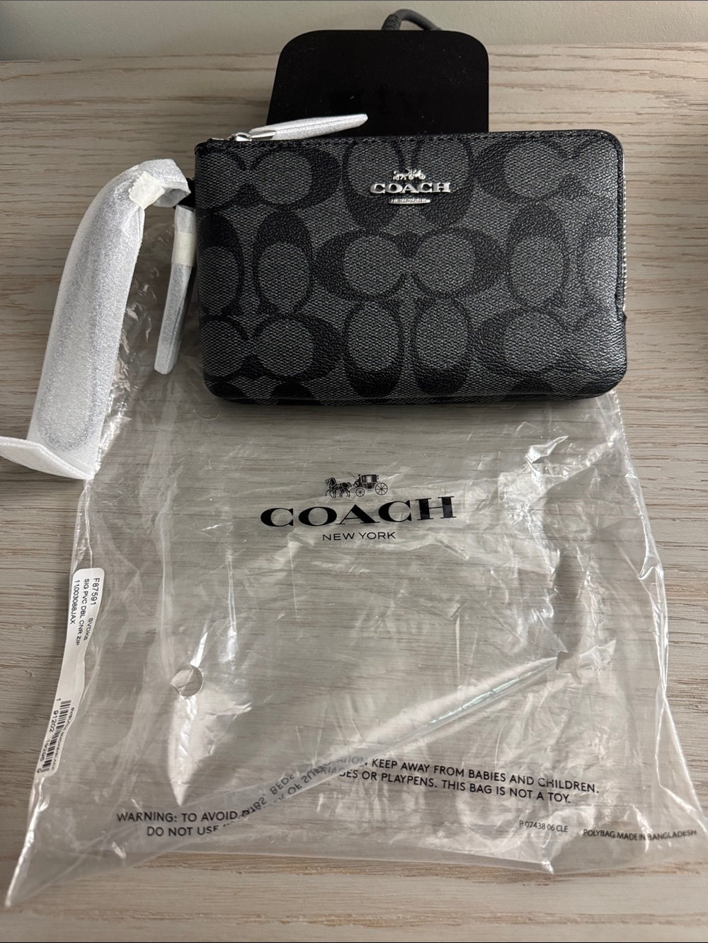 Coach Black Signature Wristlet